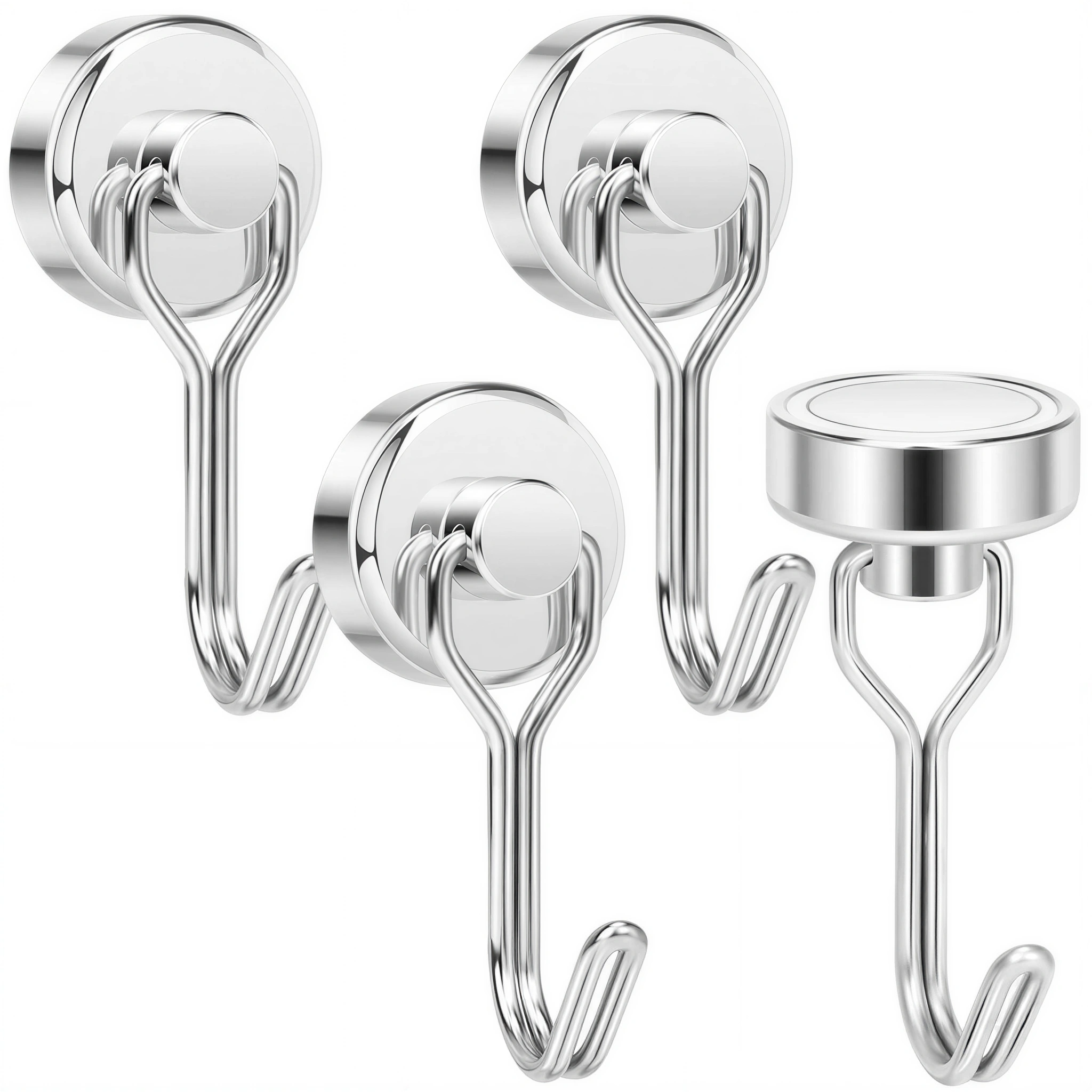 Silver magnetic hook 4 pack