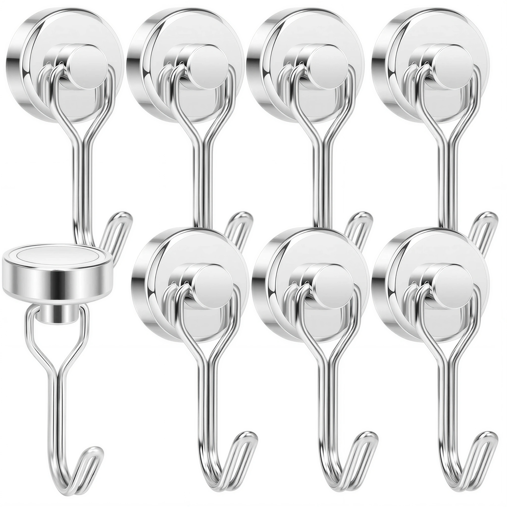 Silver magnetic hook 8 pack