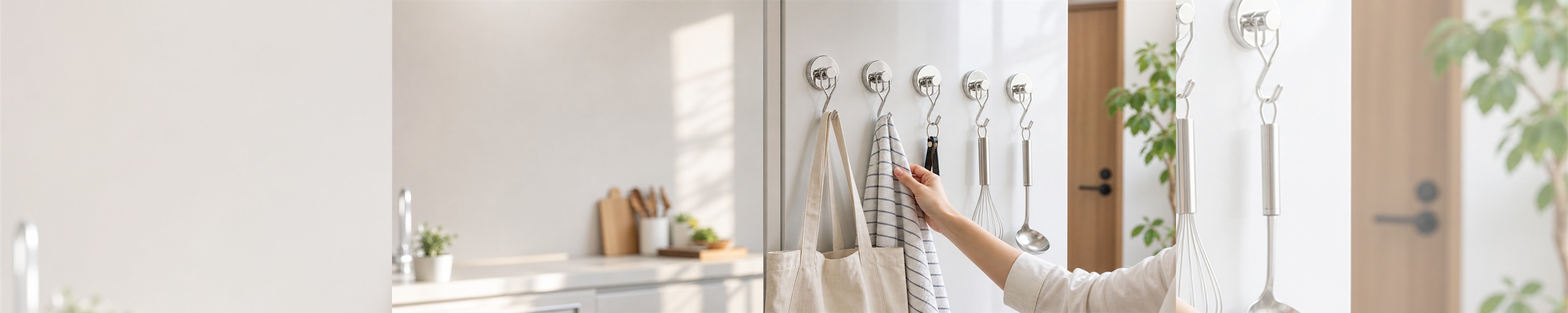 Tohoer magnetic hooks in a kitchen storage scene